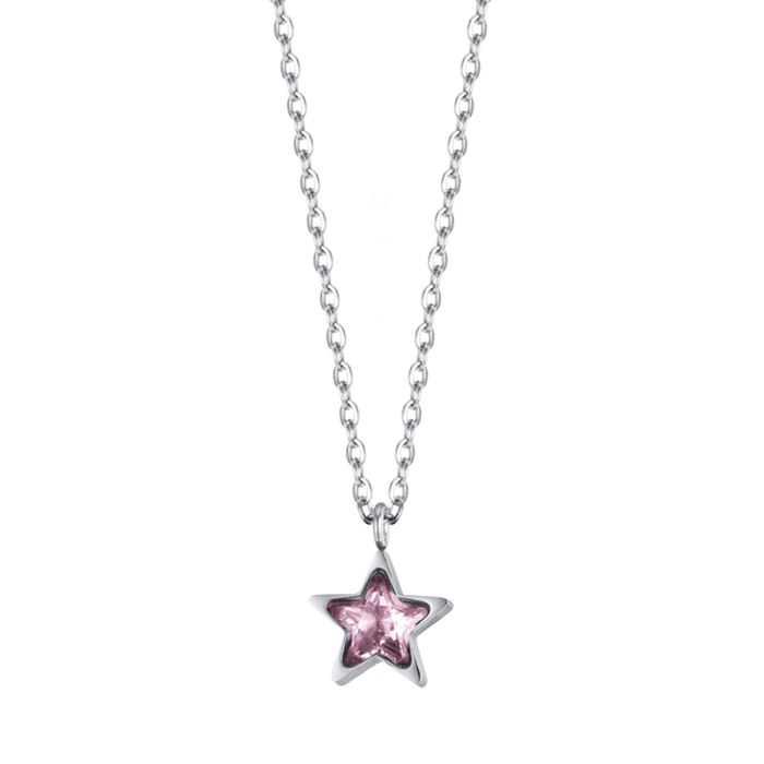 COLLANA DONNA IN ACCIAIO CON STELLA PUNTO LUCE ROSA