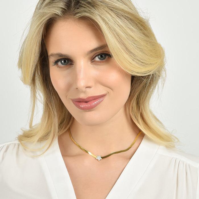 COLLANA DONNA SNAKE IN ACCIAIO IP GOLD CON STELLA CON CRISTALLI BIANCHI