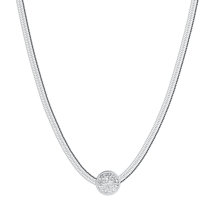 COLLANA DONNA IN ACCIAIO CON ELEMENTO CON CRISTALLI BIANCHI