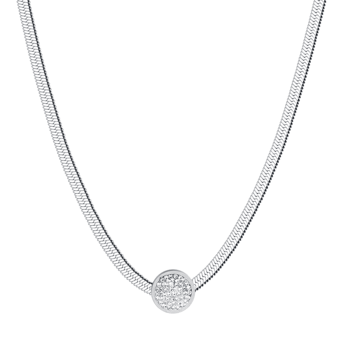 COLLANA DONNA IN ACCIAIO CON ELEMENTO CON CRISTALLI BIANCHI
