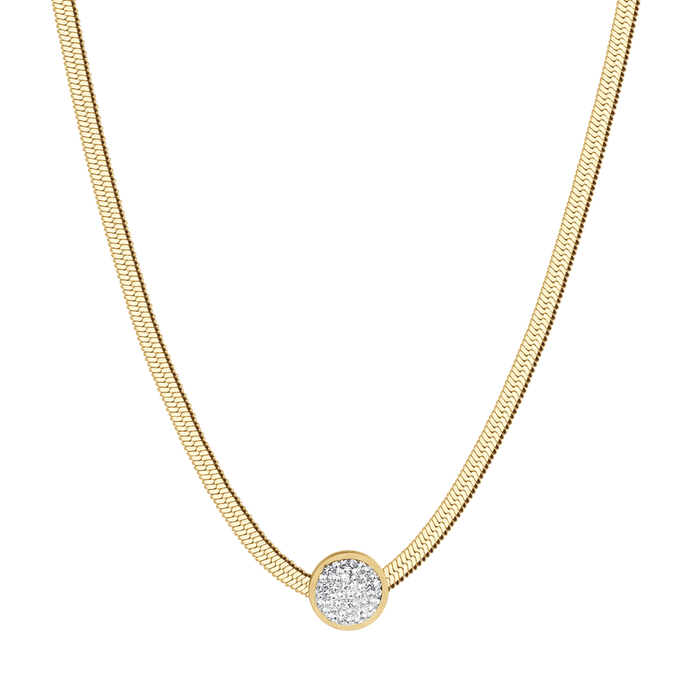 COLLANA DONNA SNAKE IN ACCIAIO IP GOLD CON ELEMENTO CON CRISTALLI BIANCHI