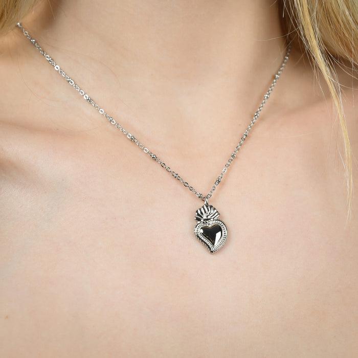 COLLIER FEMME EN ACIER AVEC SACRÉ COEUR