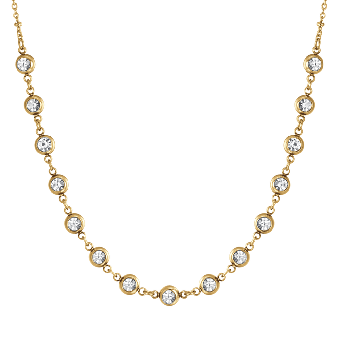 COLLANA DONNA IN ACCIAIO IP GOLD CON CRISTALLI BIANCHI