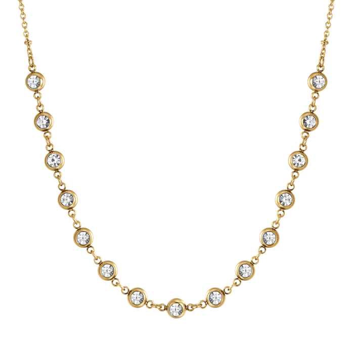 COLLANA DONNA IN ACCIAIO IP GOLD CON CRISTALLI BIANCHI