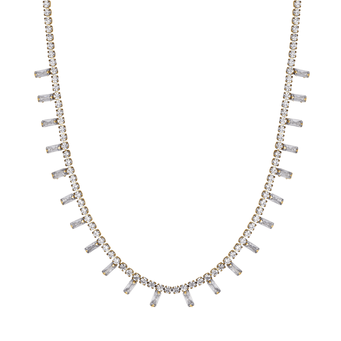 COLLANA DONNA IN ACCIAIO IP GOLD CON CRISTALLI BIANCHI