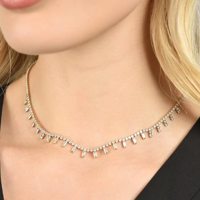 COLLANA DONNA IN ACCIAIO IP GOLD CON CRISTALLI BIANCHI