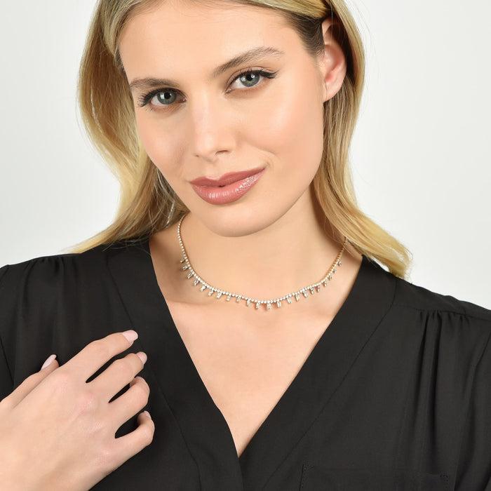 COLLANA DONNA IN ACCIAIO IP GOLD CON CRISTALLI BIANCHI