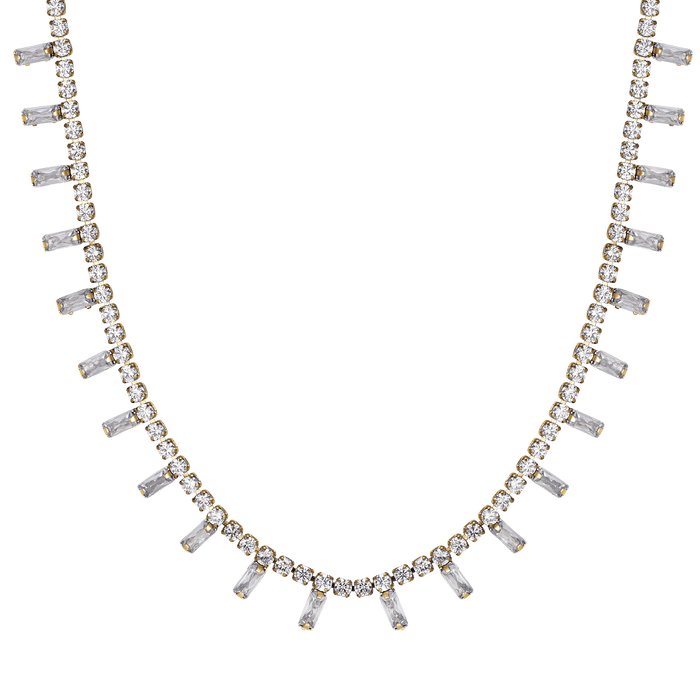 COLLANA DONNA IN ACCIAIO IP GOLD CON CRISTALLI BIANCHI