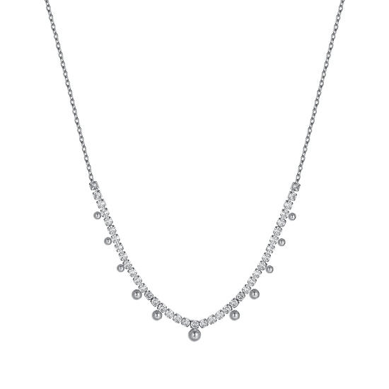 COLLANA DONNA IN ACCIAIO CON CRISTALLI BIANCHI E SFERE