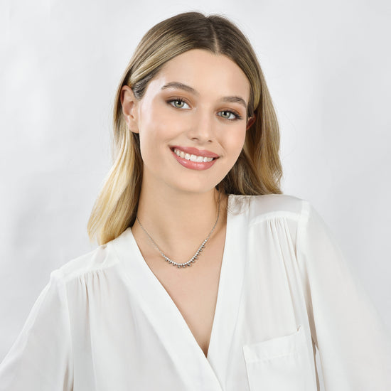 COLLANA DONNA IN ACCIAIO CON CRISTALLI BIANCHI E SFERE