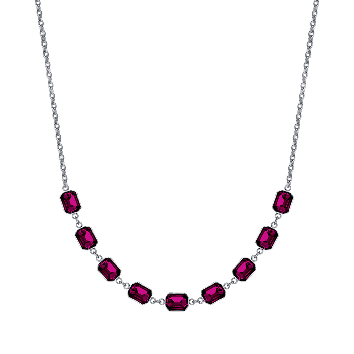 COLLANA DONNA IN ACCIAIO CON CRISTALLI FUCSIA
