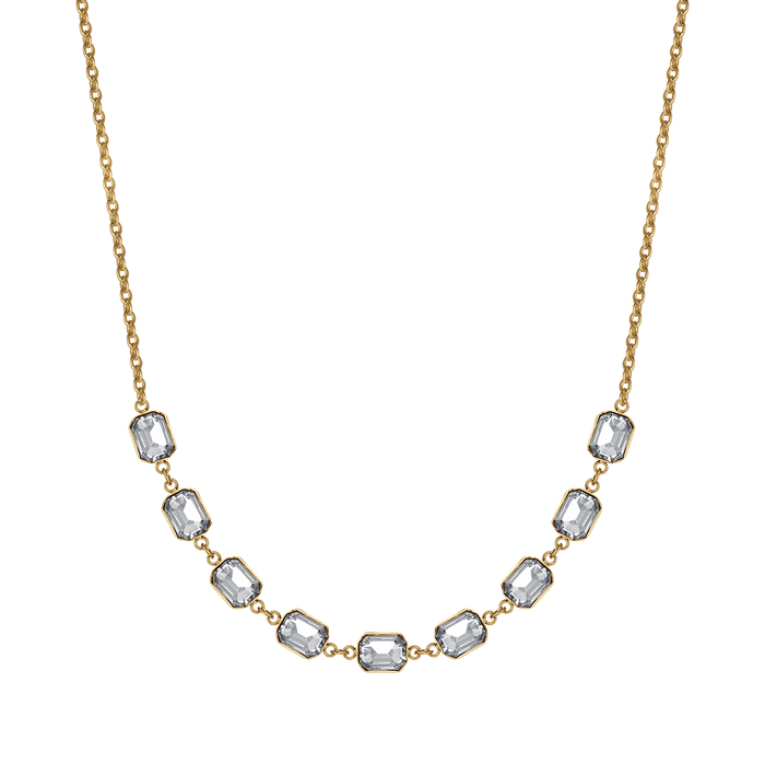 COLLANA DONNA IN ACCIAIO IP GOLD CON CRISTALLI BIANCHI