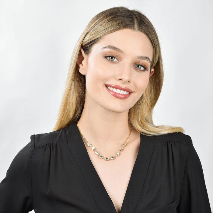 COLLANA DONNA IN ACCIAIO IP GOLD CON CRISTALLI BIANCHI