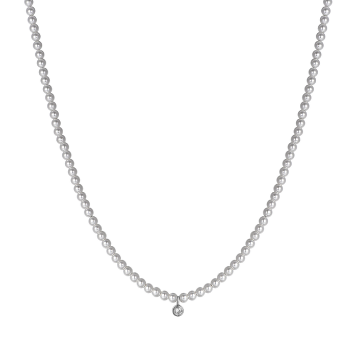 COLLANA DONNA IN ACCIAIO CON PERLE CON CRISTALLO BIANCO