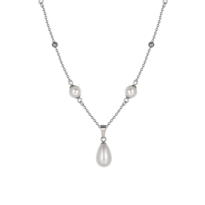 COLLANA DONNA IN ACCIAIO CON PERLE