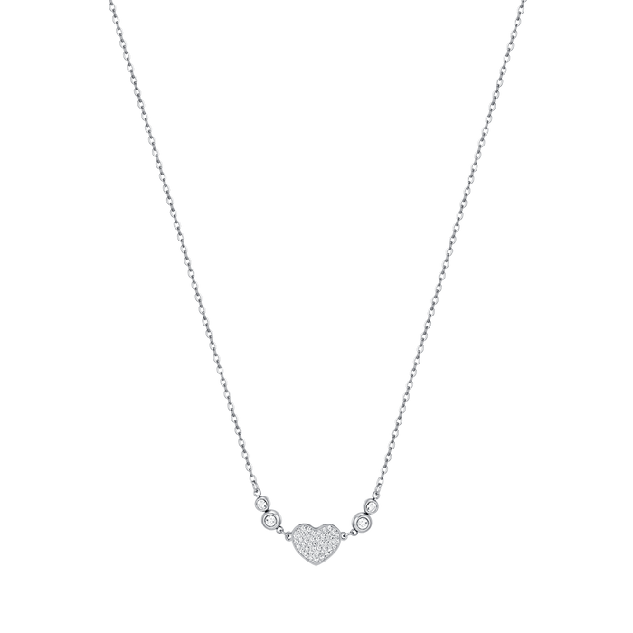 COLLANA DONNA IN ACCIAIO CON CUORE CON CRISTALLI BIANCHI