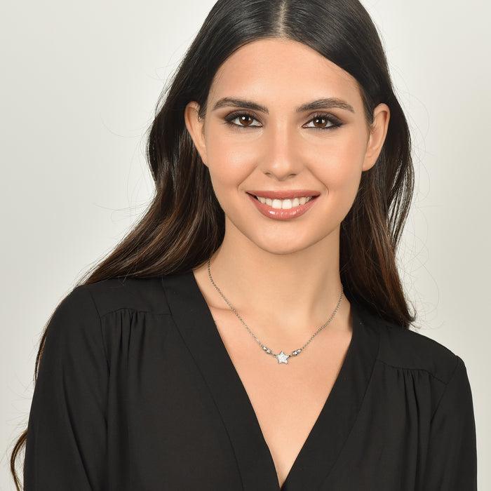 COLLIER FEMME EN ACIER AVEC ÉTOILE ET CRISTAUX BLANCS