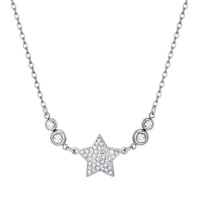 COLLIER FEMME EN ACIER AVEC ÉTOILE ET CRISTAUX BLANCS