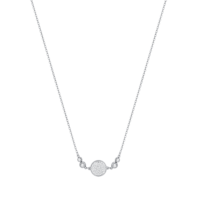 COLLIER EN ACIER POUR FEMME AVEC ÉLÉMENT EN CRISTAL BLANC