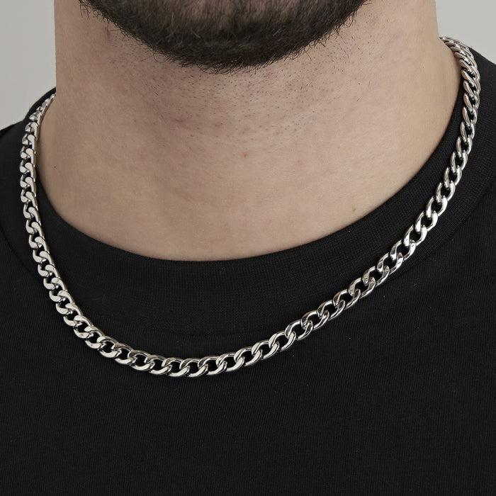 COLLANA UOMO IN ACCIAIO CON MAGLIA GROUMETTE 7 MM