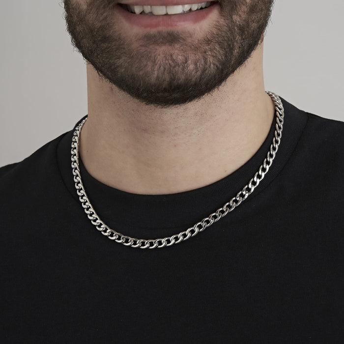 COLLANA UOMO IN ACCIAIO CON MAGLIA GROUMETTE 7 MM