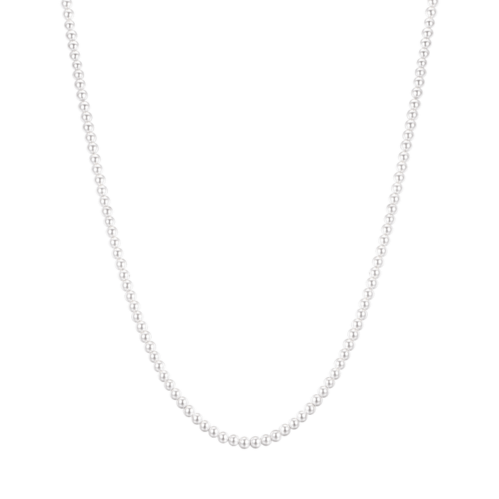 COLLANA UOMO IN ACCIAIO CON PERLE BIANCHE