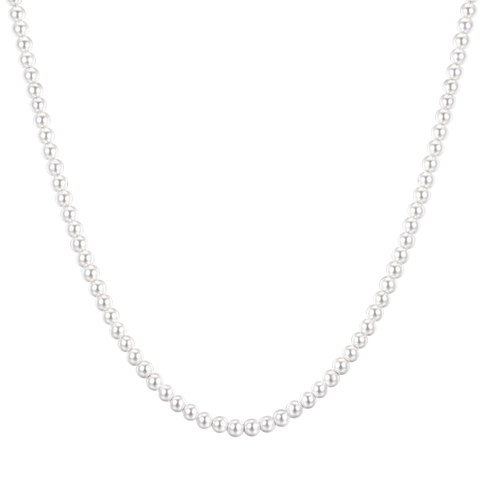 COLLANA UOMO IN ACCIAIO CON PERLE BIANCHE