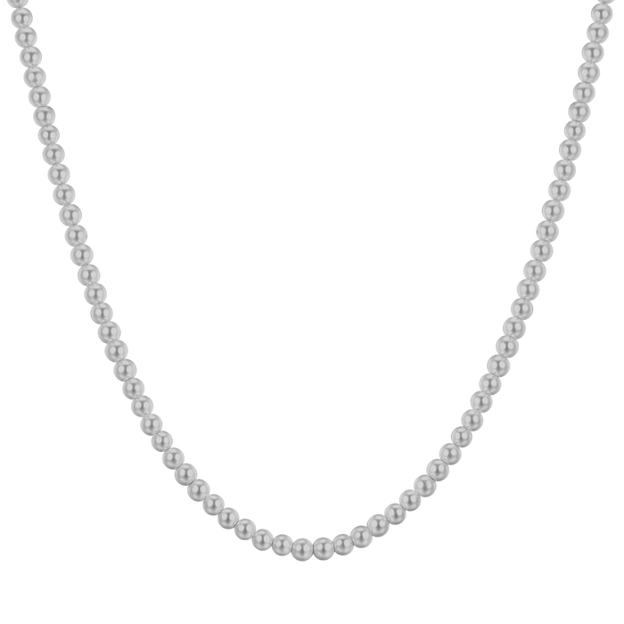 COLLANA UOMO IN ACCIAIO CON PERLE GRIGIE