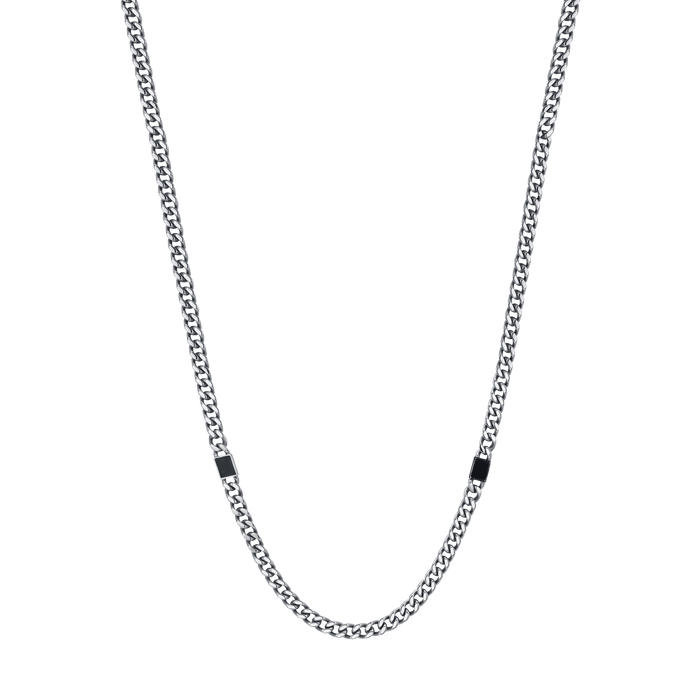 COLLANA UOMO IN ACCIAIO CON ELEMENTI NERI