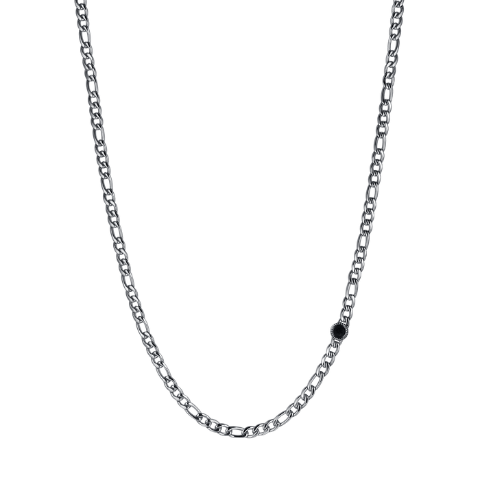 COLLANA UOMO IN ACCIAIO CON AGATA NERA