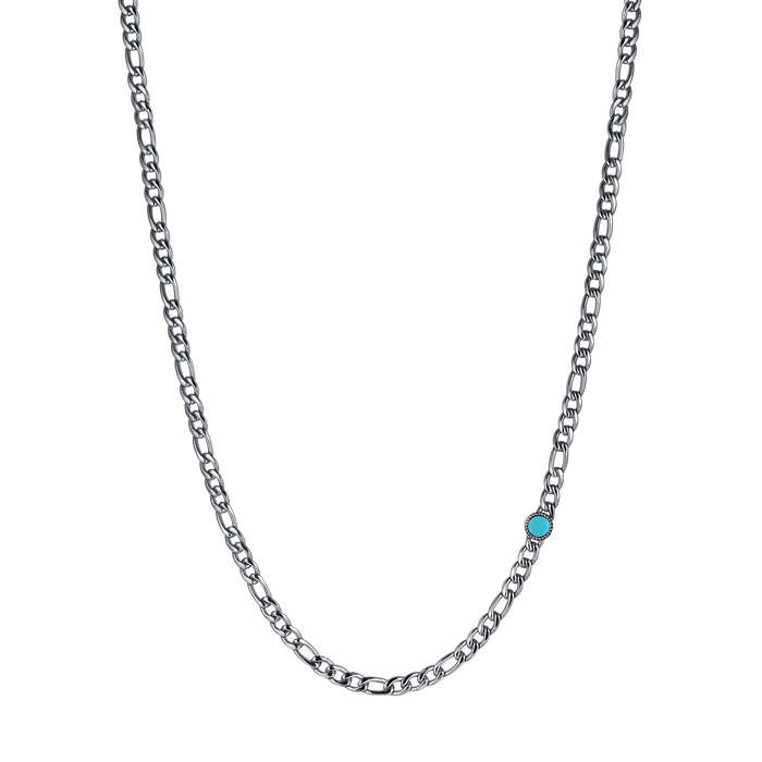 MEN'S STEEL NECKLACE WITH TURQUOISE STONE