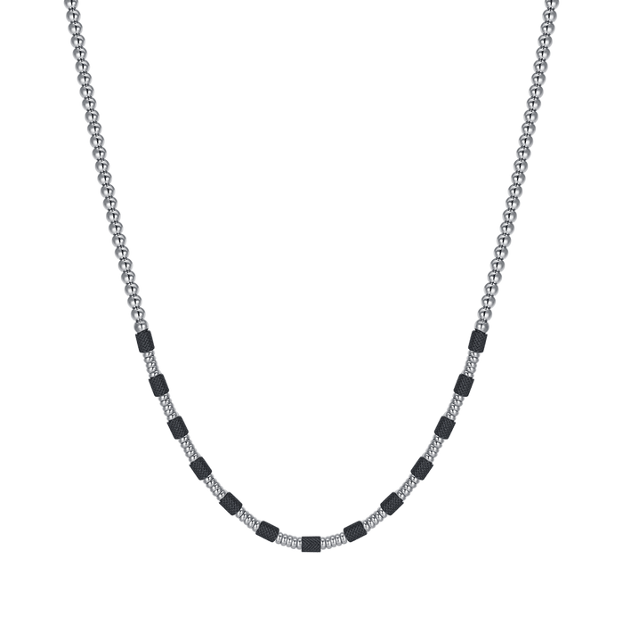 COLLANA UOMO IN ACCIAIO CON ELEMENTI IP NERO