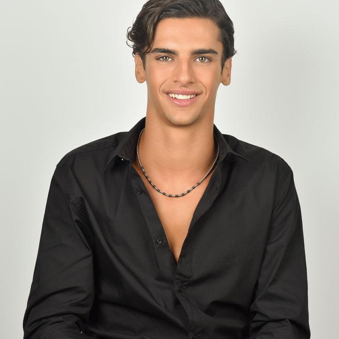 COLLANA UOMO IN ACCIAIO CON ELEMENTI IP NERO