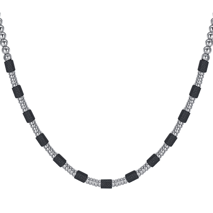 COLLANA UOMO IN ACCIAIO CON ELEMENTI IP NERO
