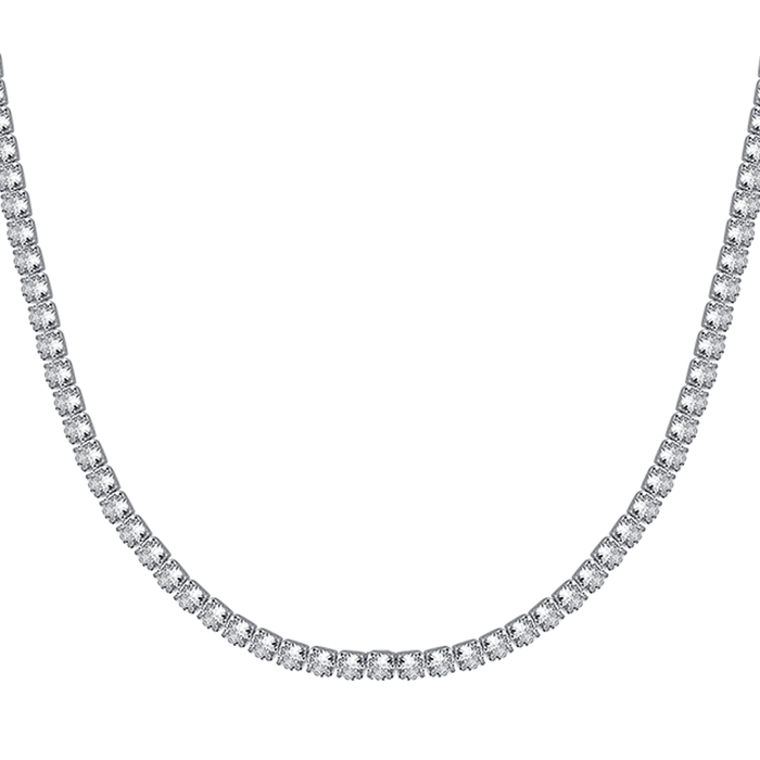 MEN'S TENNIS NECKLACE IN STEEL WITH WHITE CRYSTALS