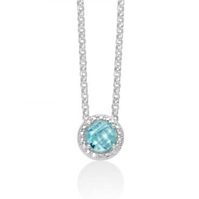 Collier ras du cou avec pendentif en topaze bleue
