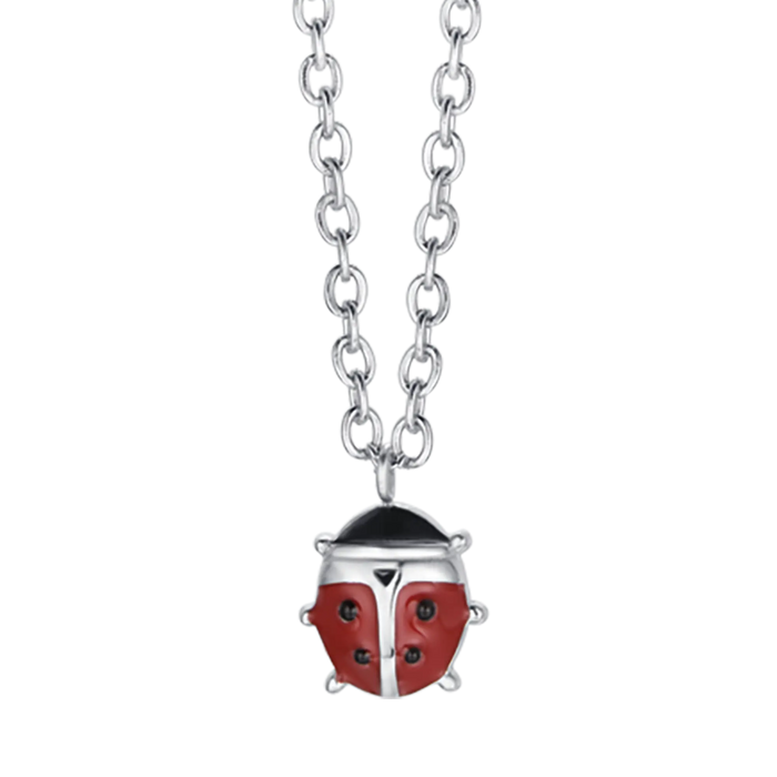 COLLIER EN ACIER POUR ENFANT AVEC COCCINELLE