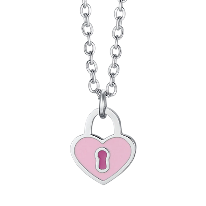 GIRL'S STEEL NECKLACE WITH HEART PADLOCK