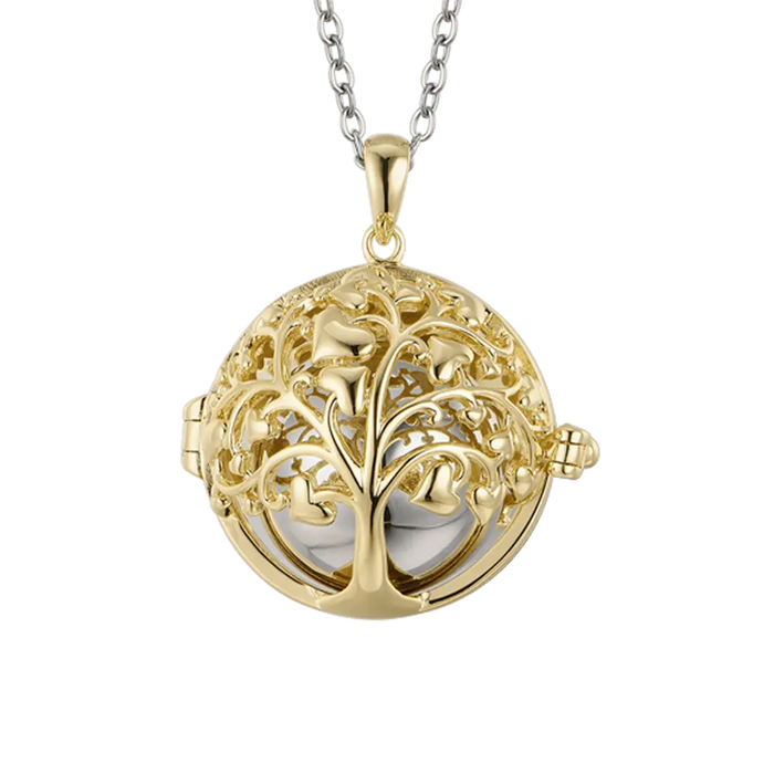 COLLANA CHIAMA ANGELI IN ACCIAIO CON ALBERO DELLA VITA IN METALLO IP GOLD