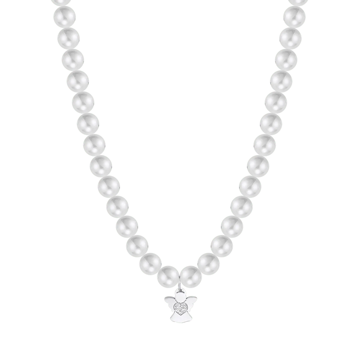 COLLANA DI PERLE BIANCHE DONNA CON ANGELO