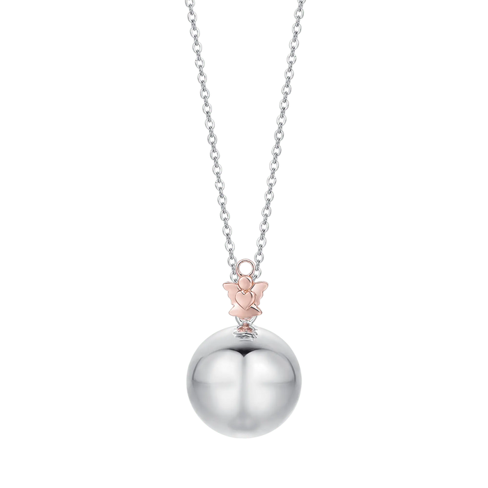 WOMEN'S NECKLACE IN STEEL METAL PENDANT WITH ANGEL IP ROSE