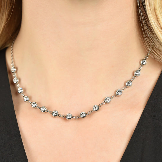 COLLANA DONNA IN ACCIAIO CON CRISTALLI BIANCHI