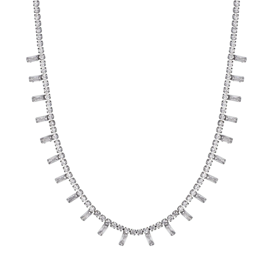 COLLANA DONNA IN ACCIAIO CON CRISTALLI BIANCHI