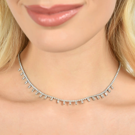 COLLANA DONNA IN ACCIAIO CON CRISTALLI BIANCHI
