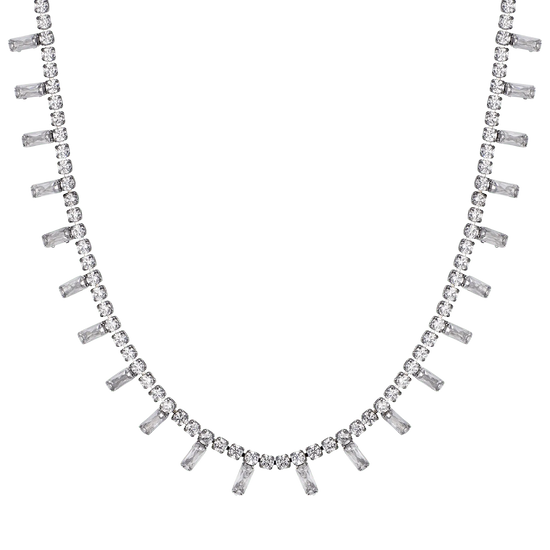 COLLANA DONNA IN ACCIAIO CON CRISTALLI BIANCHI