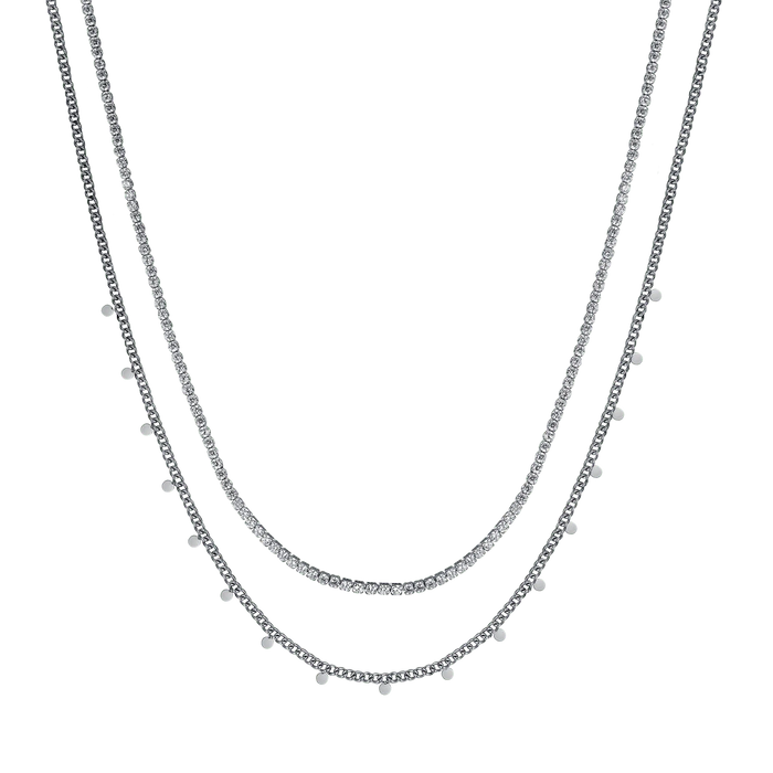 COLLANA DONNA IN ACCIAIO CON CRISTALLI BIANCHI