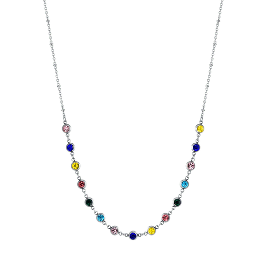 COLLANA DONNA IN ACCIAIO CON CRISTALLI MULTICOLOR