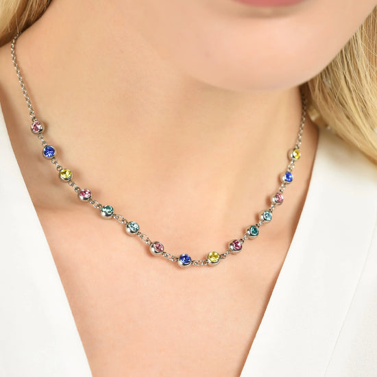COLLANA DONNA IN ACCIAIO CON CRISTALLI MULTICOLOR