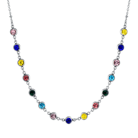 COLLANA DONNA IN ACCIAIO CON CRISTALLI MULTICOLOR