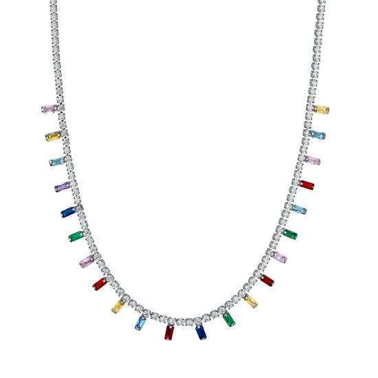 COLLANA DONNA IN ACCIAIO CON CRISTALLI MULTICOLOR